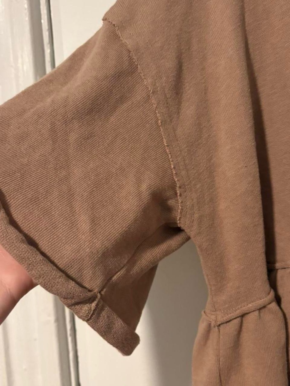 Altar'd State brown ruffle cotton comfy top sweatshirt material in size M - Picture 3 of 7